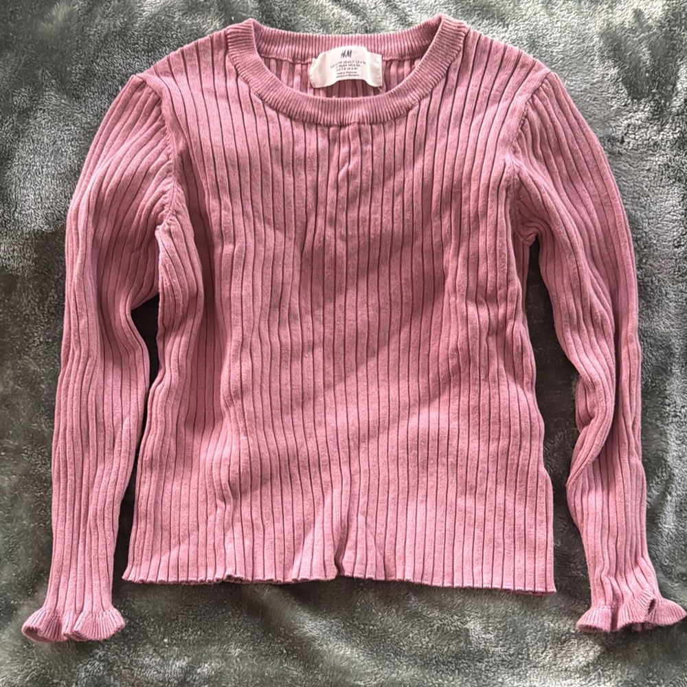 Pink Ribbed Kids Sweater